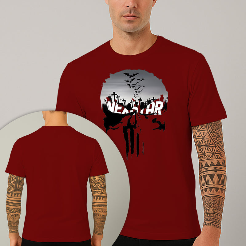 Camiseta Estampada Bat Skull 100% Algodão Premium Fio 30.1 Penteado Nexstar