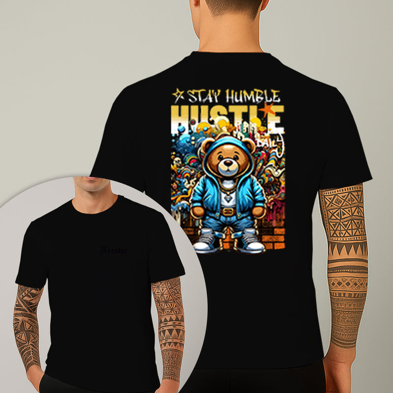Camiseta Estampada Urso Hustle 100% Algodão Premium Fio 30.1 Penteado Nexstar