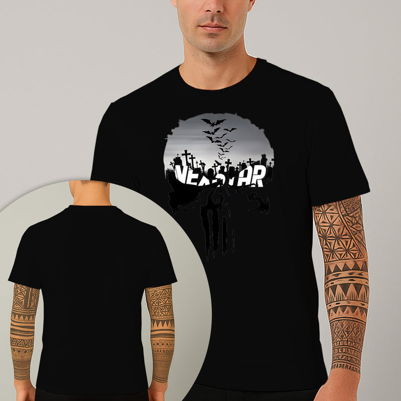Camiseta Estampada Bat Skull 100% Algodão Premium Fio 30.1 Penteado Nexstar