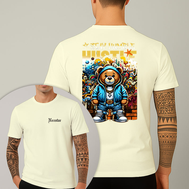 Camiseta Estampada Urso Hustle 100% Algodão Premium Fio 30.1 Penteado Nexstar