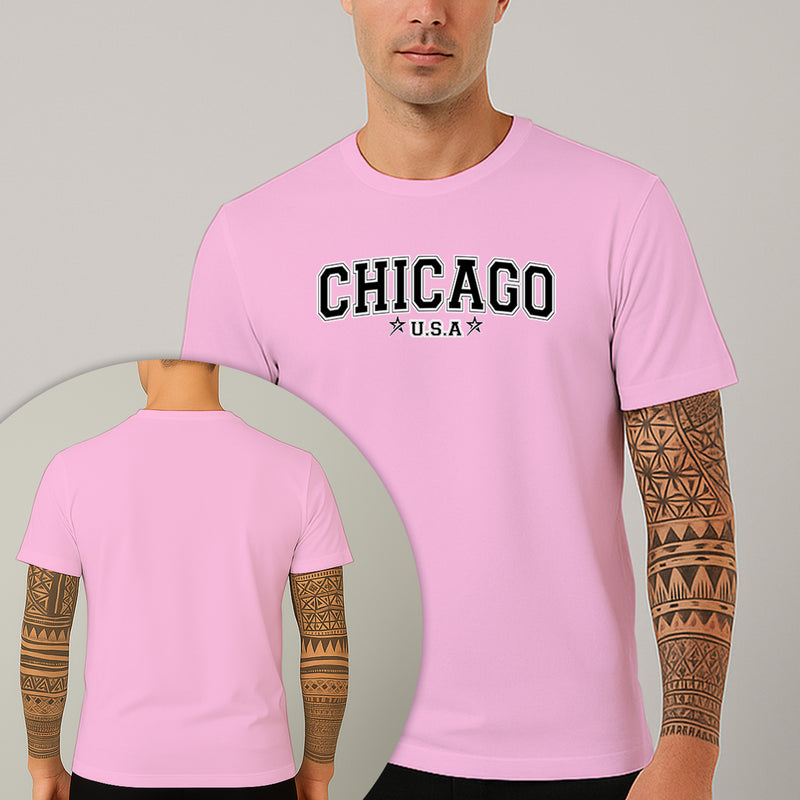 Camiseta Estampada Chicago Usa 100% Algodão Premium Fio 30.1 Penteado Nexstar