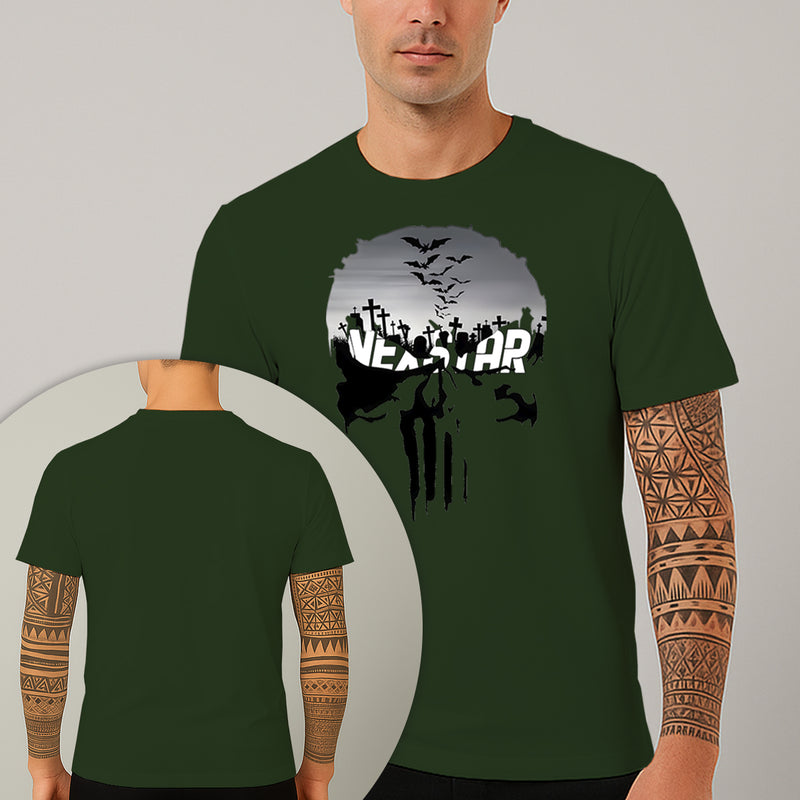 Camiseta Estampada Bat Skull 100% Algodão Premium Fio 30.1 Penteado Nexstar