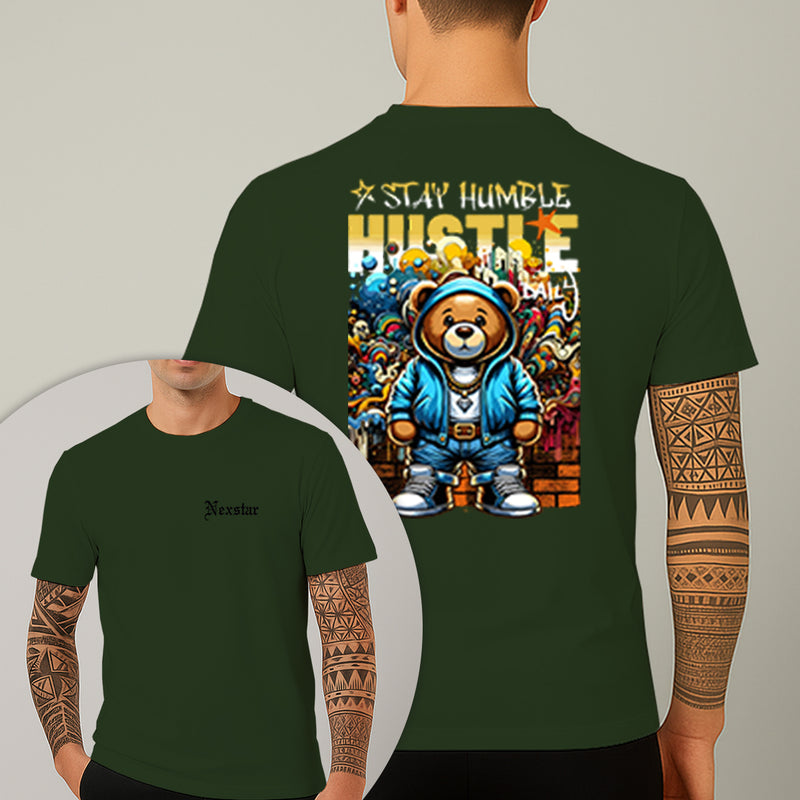 Camiseta Estampada Urso Hustle 100% Algodão Premium Fio 30.1 Penteado Nexstar