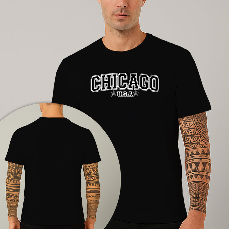 Camiseta Estampada Chicago Usa 100% Algodão Premium Fio 30.1 Penteado Nexstar