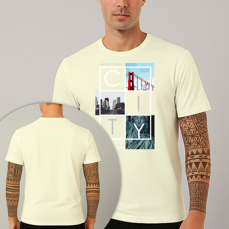 Camiseta Estampada NYC City 100% Algodão Premium Fio 30.1 Penteado Nexstar